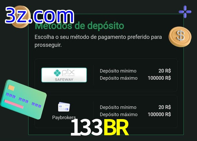 O cassino 133BR oferece uma grande variedade de métodos de pagamento